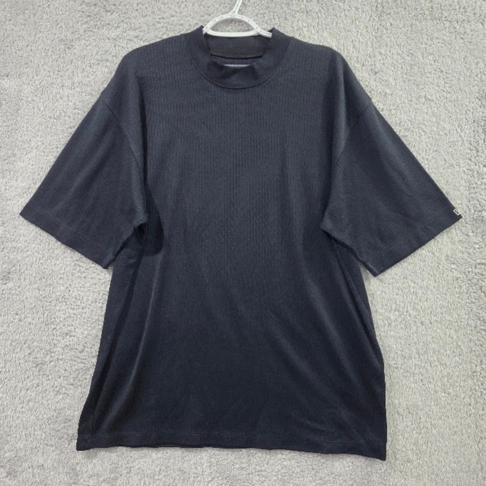 Cutter & Buck T-Shirt Men's XXL Navy Blue Ribbed Mock Neck Short Sleeve DryTec